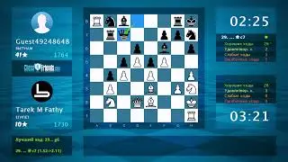 Анализ шахматной партии: Tarek M Fathy - Guest49248648, 1-0 (по ChessFriends.com)