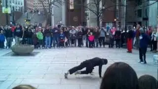 Boston crew break dancing near Quincy Market