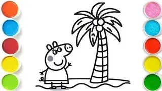 Peppa pig🐷 With Coconut Tree🌴🌴 drawing and coloring for kids &Toddlers