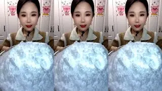 ASMR SHAVED WHITE ICE EATING YY