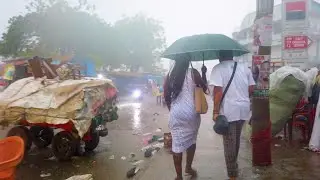 HEAVY RAINS DESTROY AFRICA TRADERS NIGHT MARKET GHANA ACCRA MAKOLA