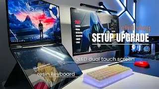 Setup upgrade with a portable qled dual touch screen & a resin keyboard ⌨️