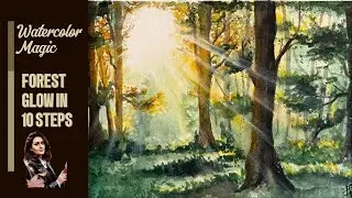 Forest Golden Hour Watercolor Painting Step By Step Tutorial - Capture the Magic