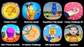 Cookie Carver, Superhero Play Squid Game, Candy Challenge 3D, K-Game Challenge, 456 Squid Game
