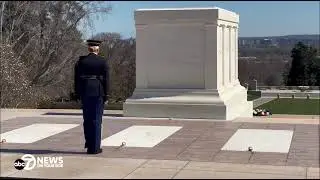 Only female guard at Arlington Cemetery's Tomb of the Unknown Soldier takes her final walk on duty