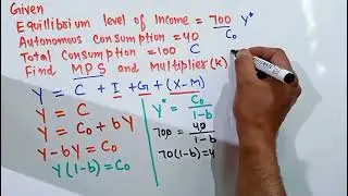 finding marginal propensity to save from  equilibrium level of income & autonomous consumption