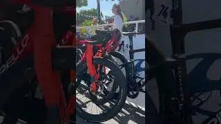 Ineos Grenadiers' Pinarello Dogma F bikes are lined up ready to race at the Tour Down Under
