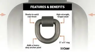 CURT 83770 5 x 5-Inch Weld-On Trailer D-Ring Tie Down Anchor, 46,760 lbs Break Strength