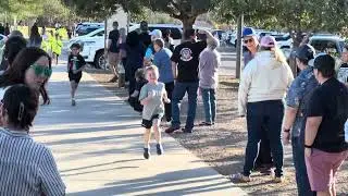 Epic Eli finishing in 3rd place for kinders at Running Club