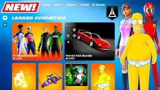 ALL NEW LEAKED Cosmetics Fortnite & ITEM SHOP (Giant Homer, F1 Racers, Ferrari F40, FREE Rewards)