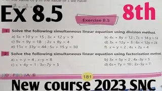 Exercise 8.5 Class 8 Maths New course 2023 kpk and PTB| unit 8 Simultaneous linear equations