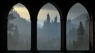 From the Old Window Ambience with Falling Snow and Quiet Winter View for Deep Relaxation