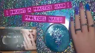 DIY polygel nails, using a practice hand!