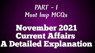 November 2021 Monthly Current Affairs MCQs Part 1