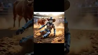 Cowboy robot falls from the bull