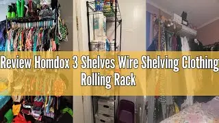 Review Homdox 3 Shelves Wire Shelving Clothing Rolling Rack Heavy Duty Commercial Grade Garment Rack