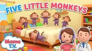 🐒Five little monkeys jumping on the bed, Rhymes, monkey rhymes, 🐒kids cartoon, nursery rhymes.kidstv