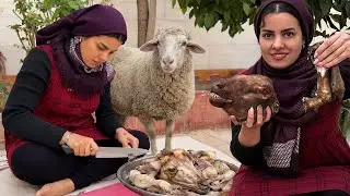 How Kale Pache Is Prepared in Rural Iran 🇮🇷 | Persian Lamb Head Dish & Village