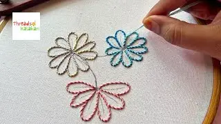 Hand embroidery designs | Whipped Running Stitch Flower Embroidery for beginners