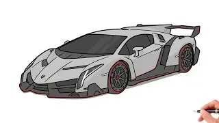 How to draw a LAMBORGHINI VENENO / drawing lambo veneno 2013 sports car