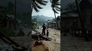 flood disaster scene in a rural tropical village #epicweather #naturaldisasters