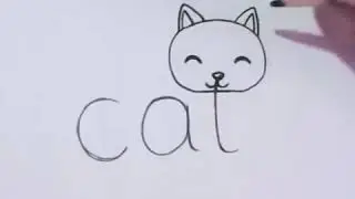 How to turn the word cat into cartoon  Education for the child Как превратить слово кот в мультяшног