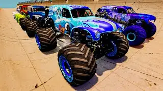 Monster Truck Grave Digger, El Toro Loco, Blue Thunder Monster Jam High Speed Crash #10