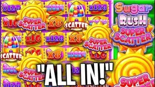 OMG!! Epic session on Sugar Rush slot huge high stake bonus buys compilation great game