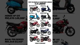 Top 10 Bikes & Scooters Under 1.5 Lakh! #activa #honda #hero #bajaj #tvs #pulser125 #raiders #apache