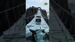 SUV Crossing Glass Bridge  | AI Adventure Ride 🌉 🧊 #shorts #digitalzone09 #aigenerated #aivideo #ai
