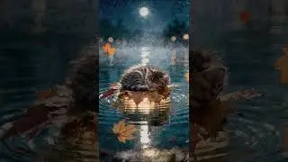 A Tiny Kitten Sleeping on Moonlit Leaves 🌙🍂 | So Peaceful #cat #cute #catmusic #kitten #catvideos