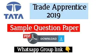 TATA Steel Trade Apprentice Sample Question Paper 2019 || PDF Download