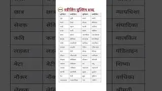 स्त्रीलिंग पुल्लिंग// striling pulling in hindi /gender words in Hindi #striling #pulling #shorts