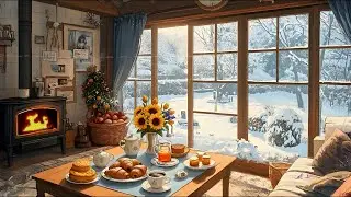 A Cozy Winter Morning in a Vintage Living Room with Breakfast & In-Room Jazz