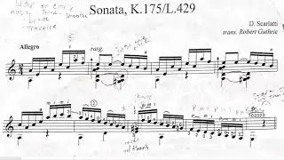 Sonata in A minor, K. 175 by Domenico Scarlatti (Guitar Score Video)