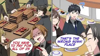 Newbie brings 30 colleagues to a fancy sushi place but then... [Manga Dub]