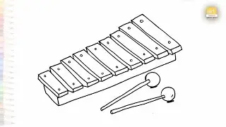 Xylophone drawing easy | Music instrument drawings | How to draw Xylophone step by step #artjanag