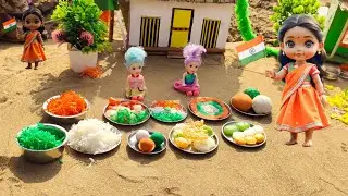 Miniature Republic Day Special Thali Recipe 🇮🇳 | Tricolour Dosa Recipe | Tiny Food