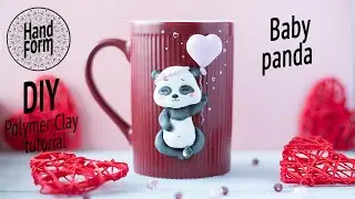 English Version / DIY Baby PANDA mug decoration / Polymer Clay tutorial