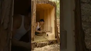 BUSHCRAFT Shelter House BUILD inside Huge tree trunk #build #shorts #bushcraft