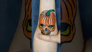 Pumpkin Skull 💀 🎃 Tattoo design by floating pen art sticker #shorts #tattoo