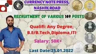 Currency Note Press Recruitment 2022 | CNP SPMCIL Recruitment | Latest jobs in 2022 | Degree jobs