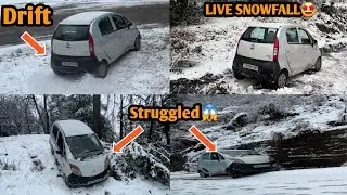 Nano drifting in live snowfall ❄️ | Heavy snowfall in patnitop | Nano struggling in snow 😱