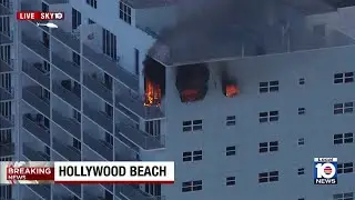 Firefighters rush to battle blaze inside Hollywood high-rise