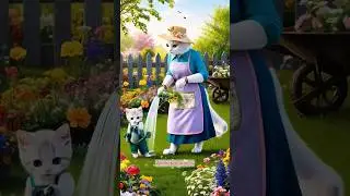Mom Cat and Kitten Gardening in the Garden #Kitten #Shorts