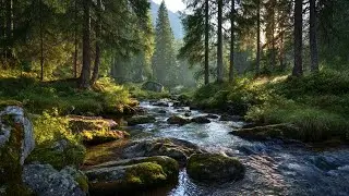 Forest Morning by the River 🌤️ Relaxing Water & Bird Sounds for Work, Study & Calm