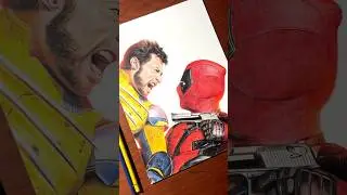 Deadpool and wolverine drawing 😍 #art #drawing #colourpencildrawing