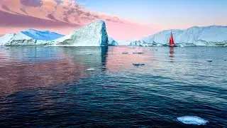 Red Sailboats in Disko Bay Greenland