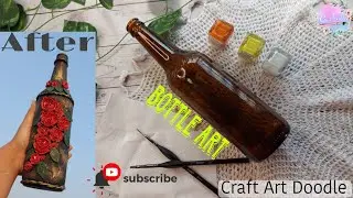 DIY Glass Bottle Painting | DIY Bottle Decoration Ideas | Easy Bottle Art With Clay #beginners #diy