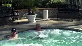 Cell phone falls in hot tub while recording